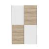 Wardrobe with 2 Sliding Doors - Particle Board - Matt White and Oak Decor - L 120 X D 61.2 X H 190.5 Cm - OZZULA