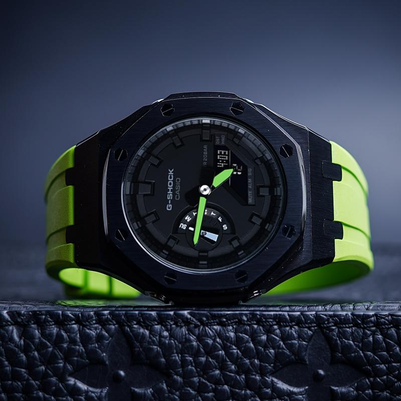 Casio Herren Flüssigkristall/Analog Dual-Display Serie Schwarze Uhr GA-2100-7A-