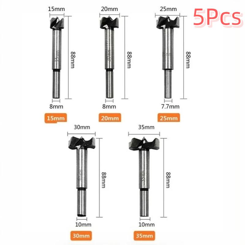 5Pcs Forstner Drill Bit Wood Drill Bit Self Centering Hole Saw Cutter Wood Hole Drilling Tools Forstner Drill Bit Woodworking