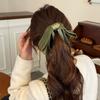 Large Size Bowknot Ribbon Hair Clip Non-Slip Hairpin Fashion Knitted Bow Banana Clip  Girl