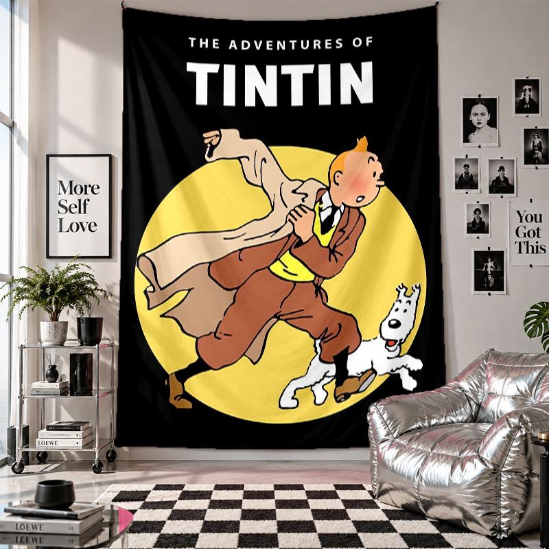 Wall TapestryTintin Art Hanging Cloth Decorative Background Cover for Room Decoration