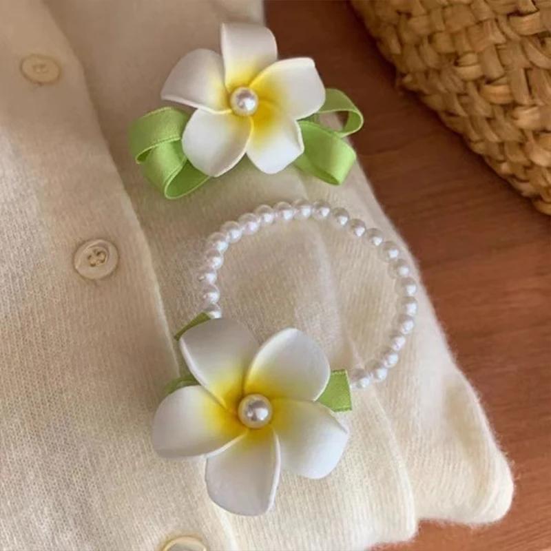 New Plumeria Flower Pearl Hair Clips for Women Girls Fashion Hair Band Hairpins Barrette Hawaiian Wedding Hair Accessories