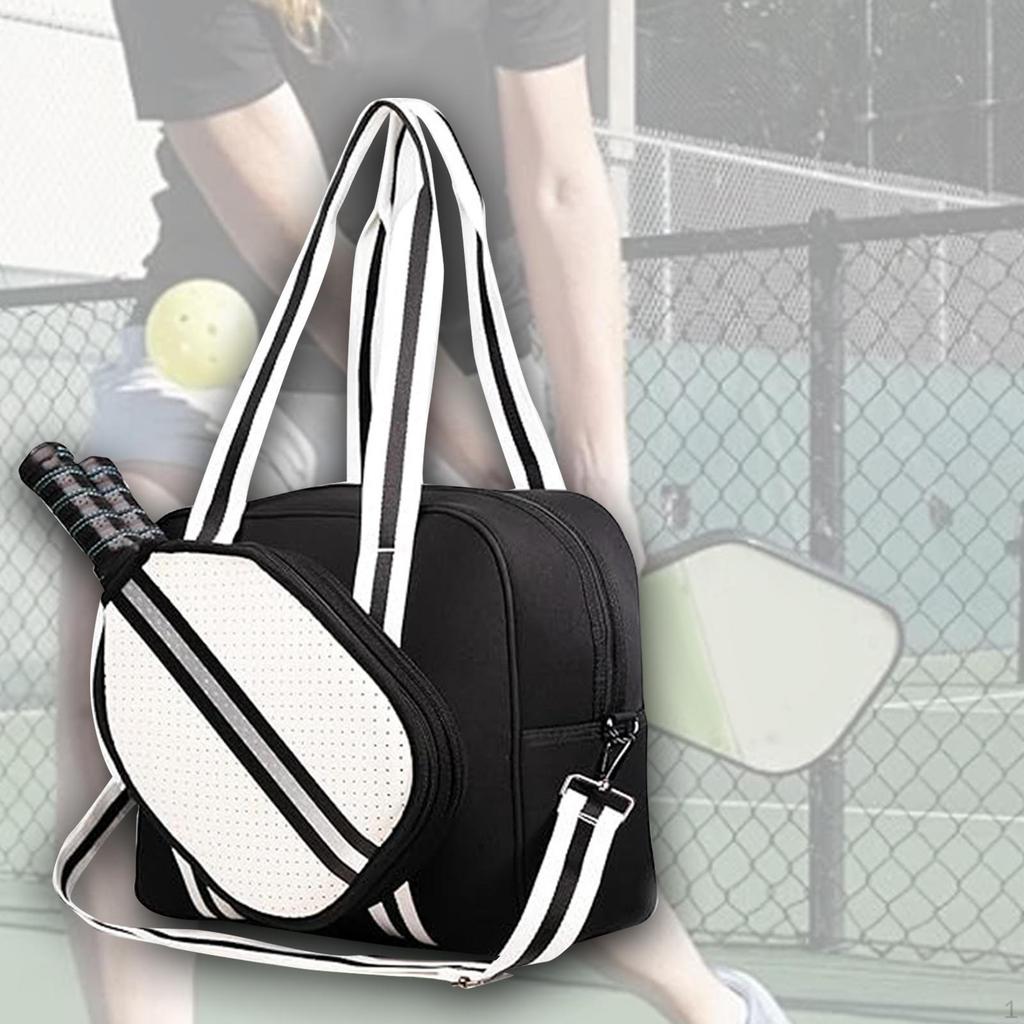Badminton Shoulder Bag Large Handbag for Adults Pickleball Racquet Orange
