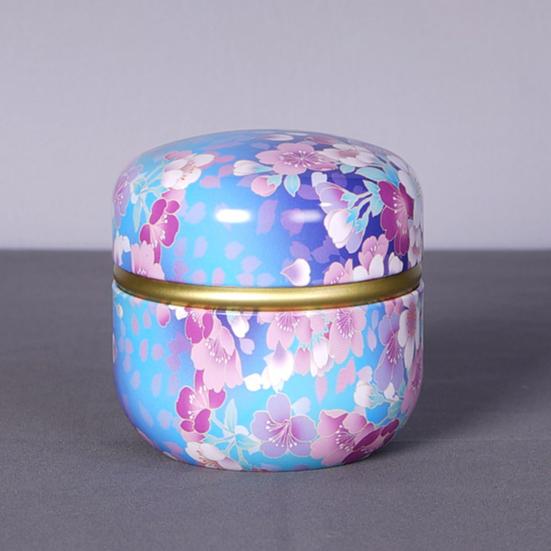 Tea Can Flower Print Wear-Resistant Tinplate Tin Can with Sealed Cover Home Storage