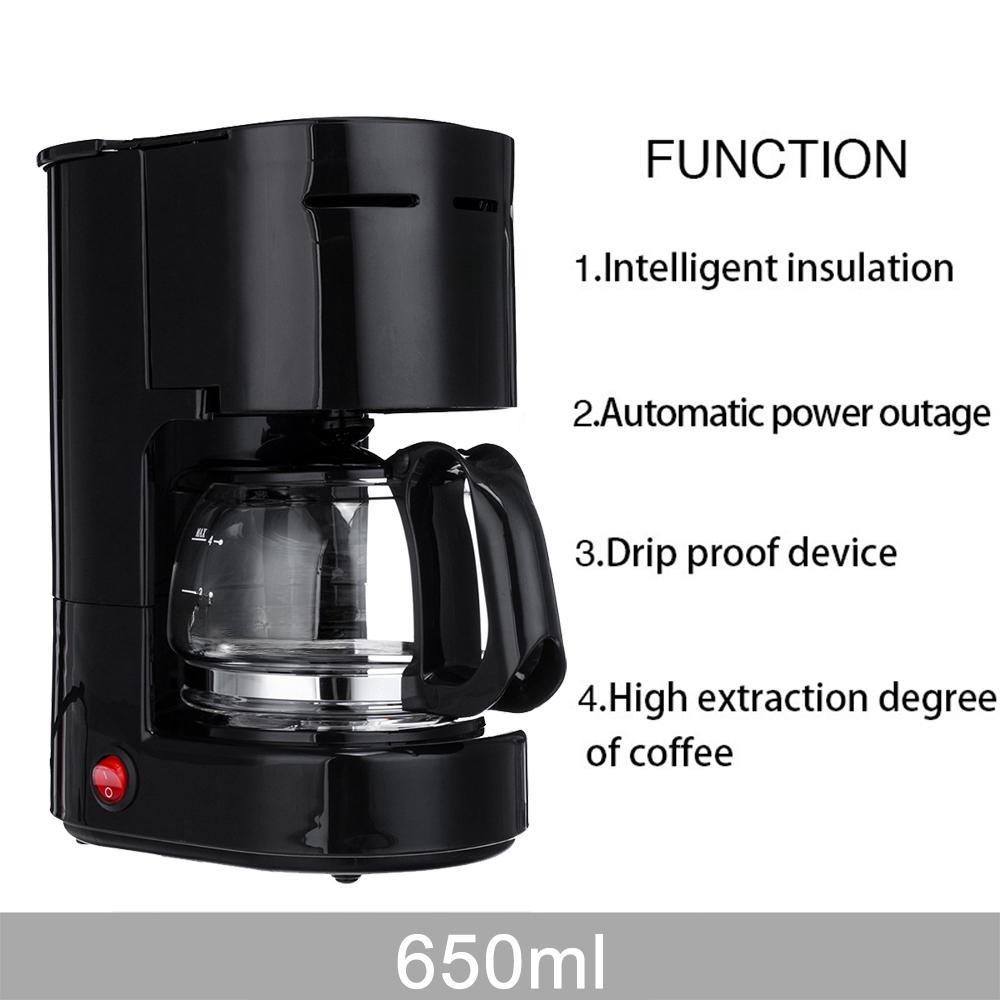 600W 0.65L Electric Drip Coffee Makers Household Coffee Machine Electric Drip Coffee Maker 6 Cup 13x18x26cm
