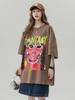 Unisex Retro Graffiti Print Loose-fit Cotton T-shirt - Plus Size Available