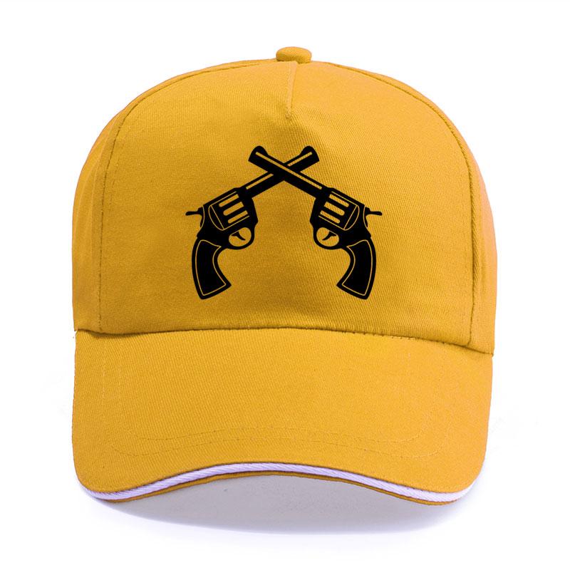 New Summer Double Gun Shooting Pistol Print Cap Unisex Women Unisex Cotton Hat Snapback Hats Trucker Cap SunHats