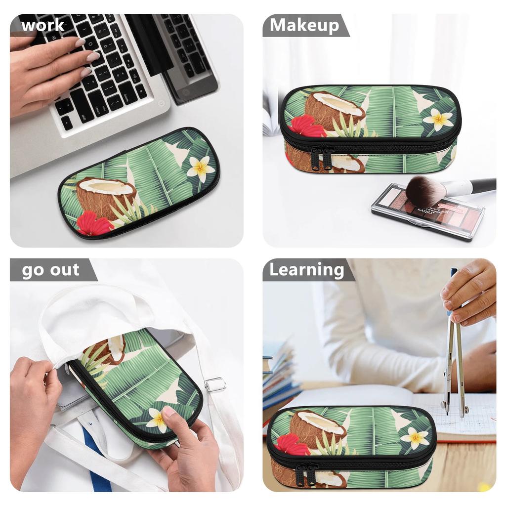 Pencil Case Simple Design 300D Polyester Secure Zipper with Mesh Divider Pen Holders and Spacious Main Compartment for Students