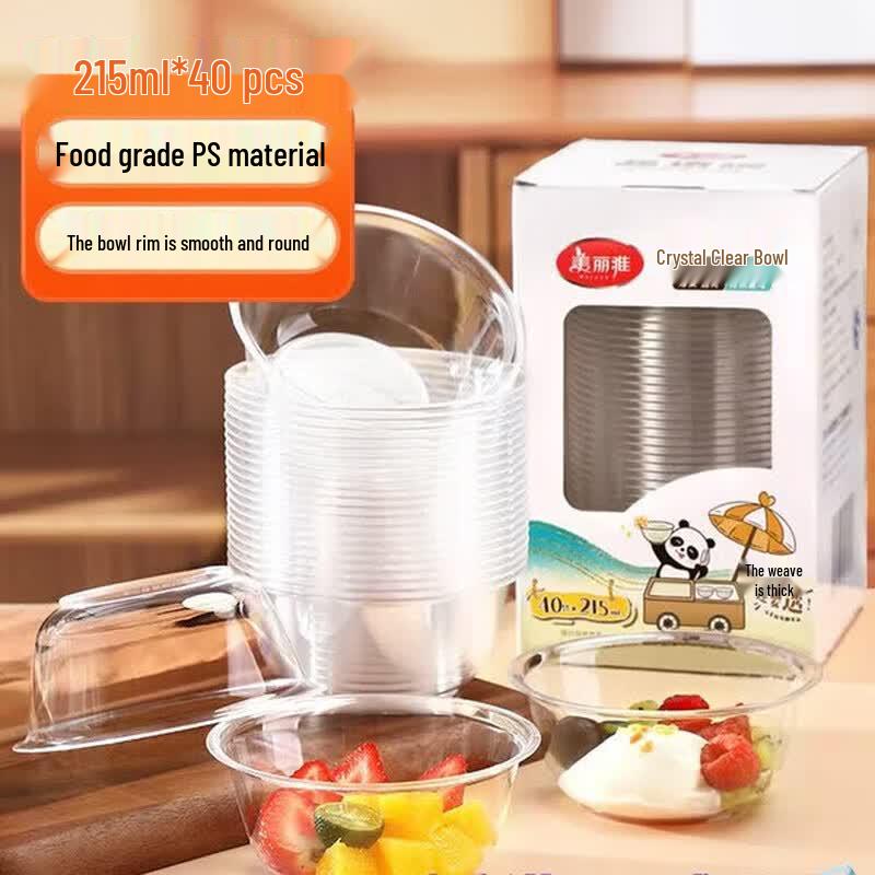 MARYYA 215ml Disposable Food-Grade Plastic Bowls (40 Pcs)