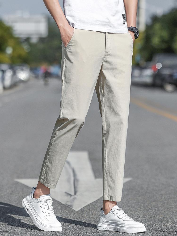 Herren Schlanke Neun-Punkt Eis Seide Sommer Freizeit Hose