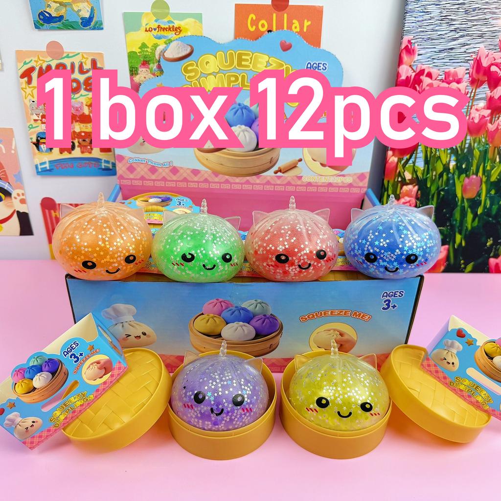 Einhorn Edition Regenbogen Perlen Knödel Squishy Knetspielzeug Bunt Perlengefülltes Knet-Stressabbau-Spielzeug mit Bambus-Dampfkorb-Hülle