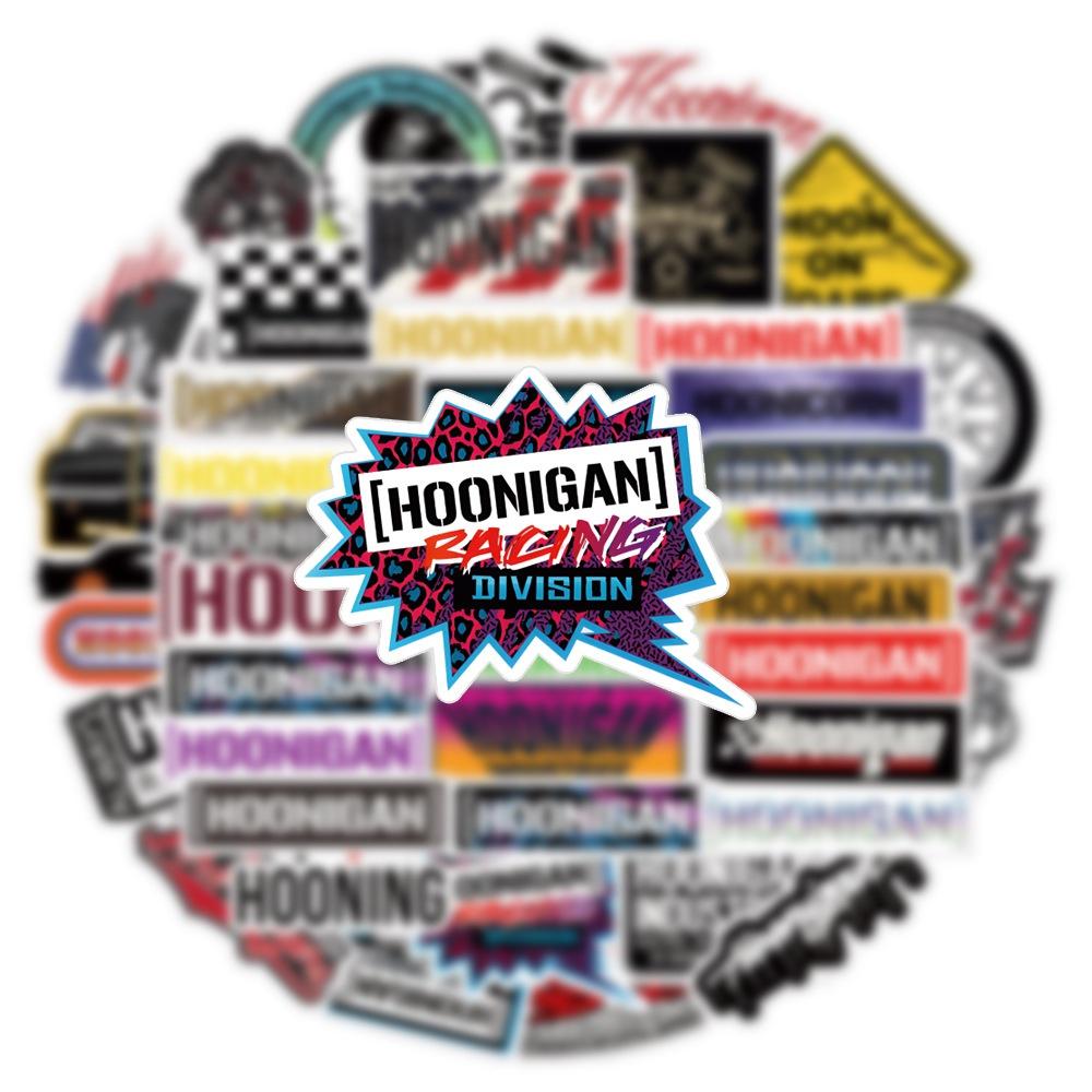 10/52 Pezzi Adesivi Hoonigan Hoonigan Auto da Corsa JDM Adesivi Graffiti per Fai da Te Bagagli Laptop Skateboard Moto Bicicletta Adesivo