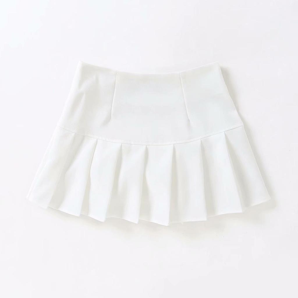 Summer Spice Girl Sexy Super Short Pleated Skirt Short Skirt Slim Fit Solid Color Low Waist Mini Tennis Skirt Sports Wind INS