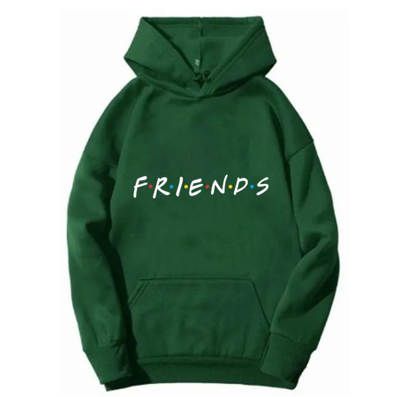 Women's Hooded Long Sleeve Graphic Hoodie Loose Fit Preppy Style FRIENDS Letter Print Pullover Sweatshirt Casual Warm Top for Spring Daily Outfit