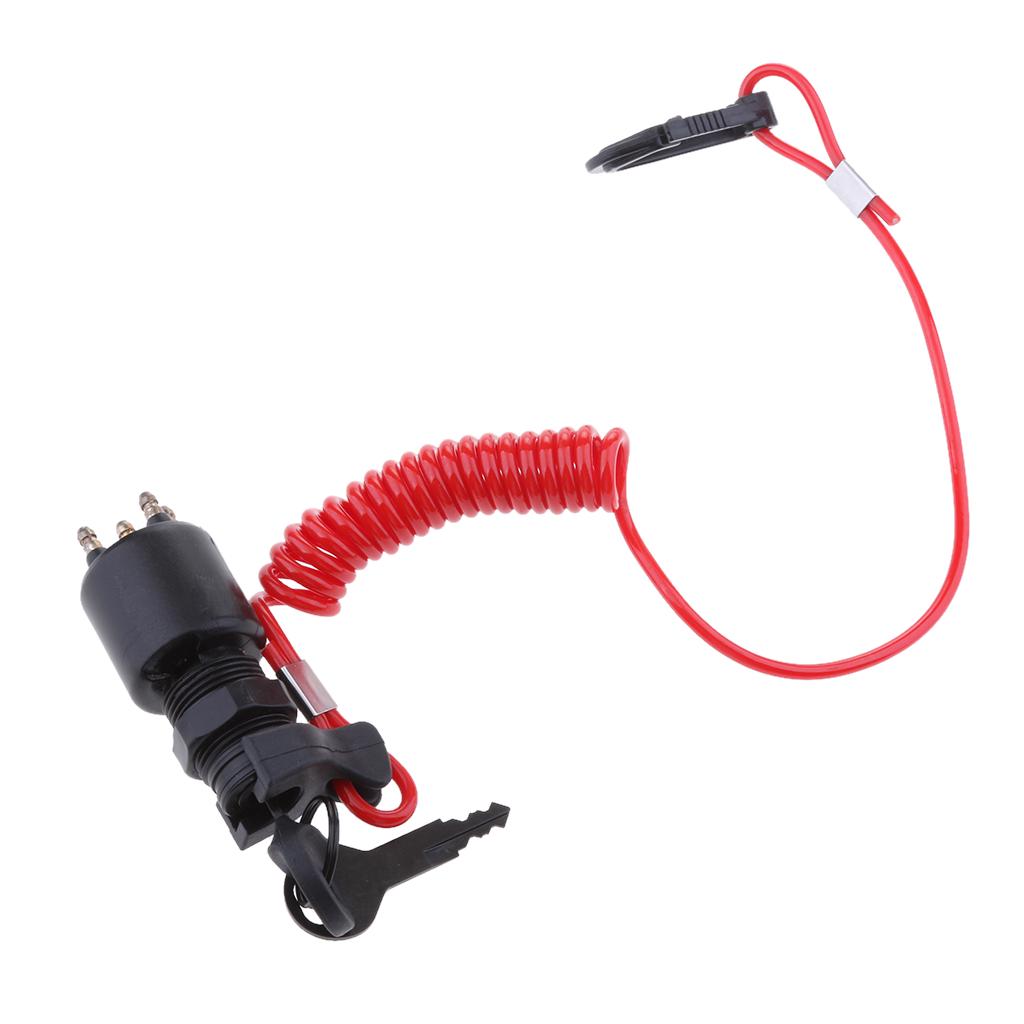 Ignition Key Switch /& Safety Lanyard for Johnson Evinrude Boat 5005801 Ignition Key Switch