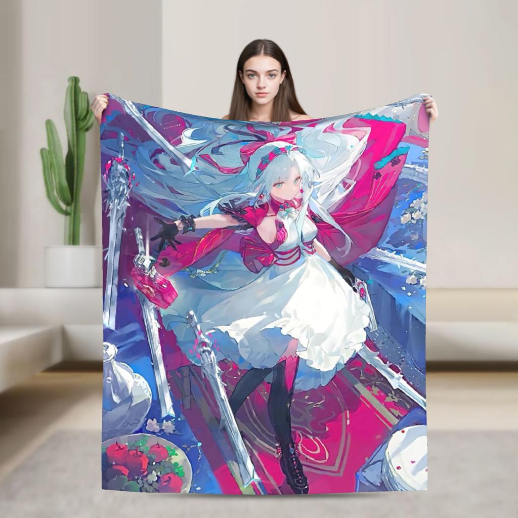Wuthering Waves WuWa Cartethyia Fashion Blanket Game Anime Flannel Awesome Warm Throw Fashion Blankets for Bedroom Winter Couch