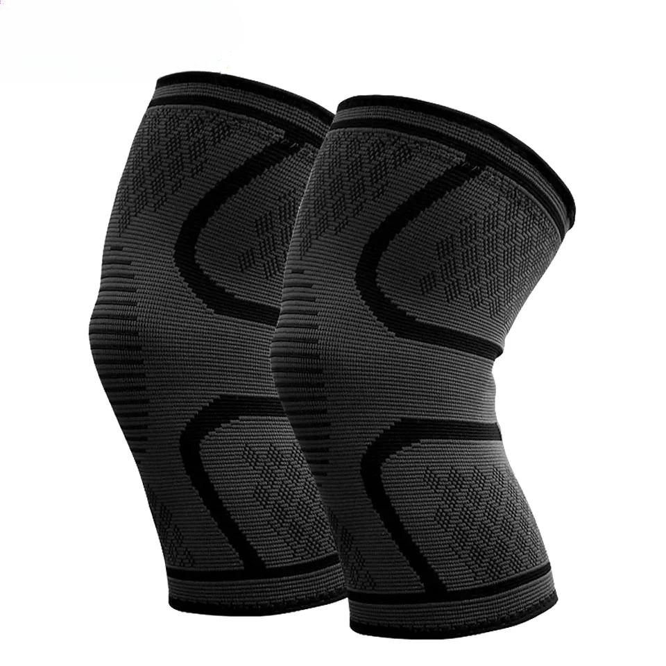 1Pair Compression Knee Support Sleeve Elastic Breathable Knee Pads Brace Springs Gym Sports Protector Basketball Run