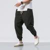 Summer Men Harem Pants Loose Ankle Length Pockets Pure Color Plus Size Japanese Style Deep Crotch Casual Daily Wear Long Trousers
