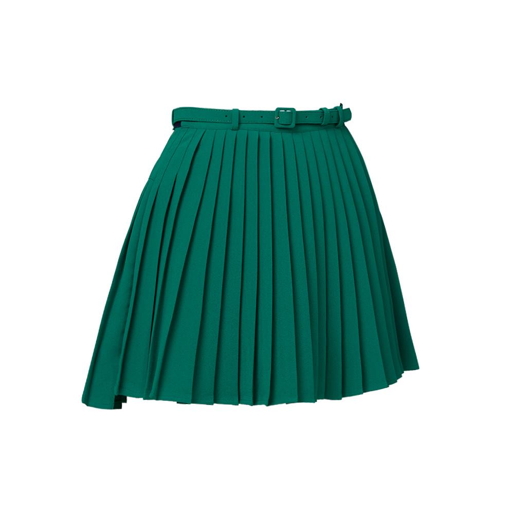 J Jane Asymmetrical Belted Pleated Skirt (Green)