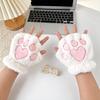 Polyester Fuzzy Half Finger Gloves Thick Plush Bear Paw Gloves Fuzzy Warm Winter Gloves  Writing