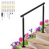 Metal Outdoor Step Handrails for 2-3 Steps - Black Porch & Deck Railing with Install Kit for Concrete/Patio