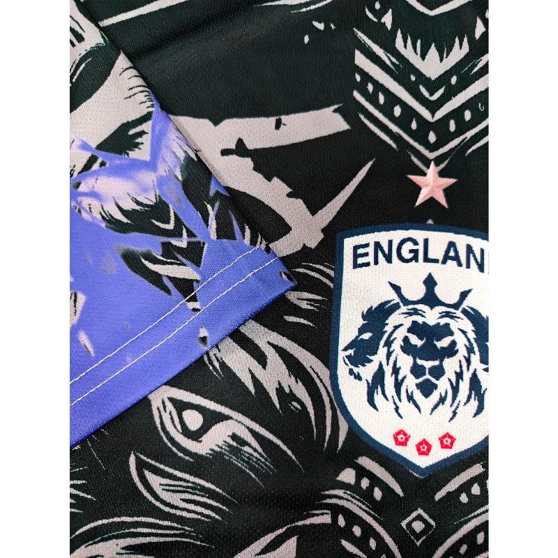 Pánské fotbalové triko England Lions se stylovým potiskem lva, kulatý výstřih a pohodlný sportovní top, vhodné pro herní trénink,