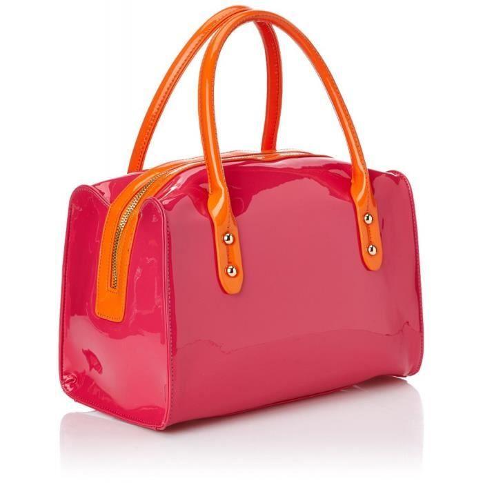 Bowling Bag - CHRISTIAN LACROIX - Jonc 3 - Patent - 20x30x12 Cm - Woman - Orange/Fuchsia