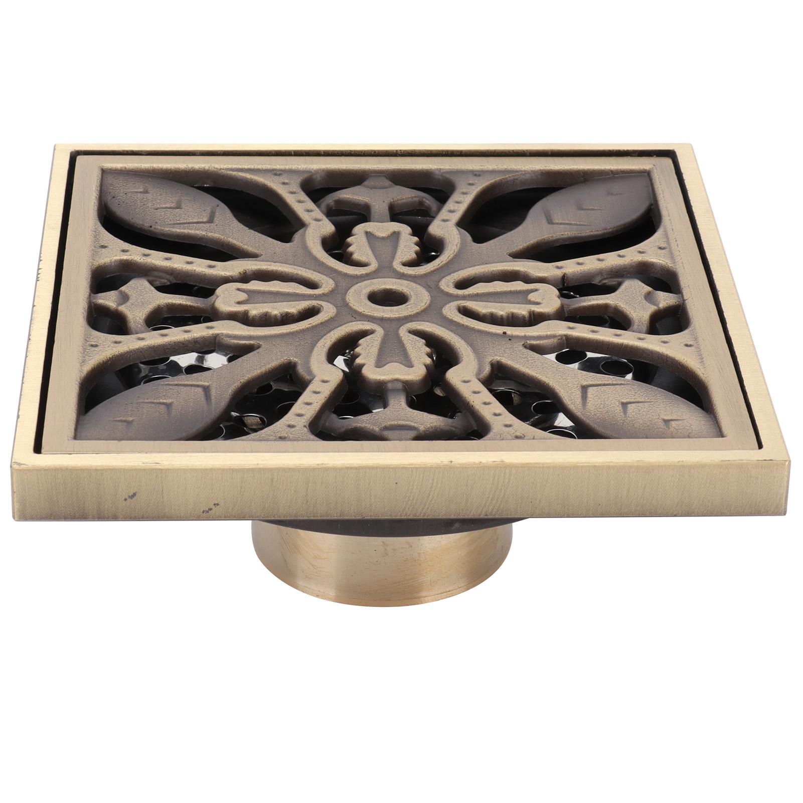 

10x10cm Floor Drain Antique Copper Deodorant Shower Drain for Home Hotel Bathroom Toilet