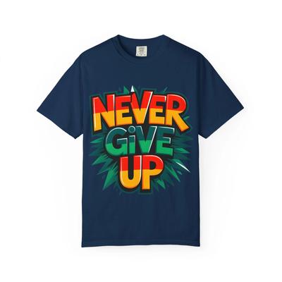 Gib Niemals Auf T-Shirt Retro Motivierende Typografie Grafik Schweres Tee