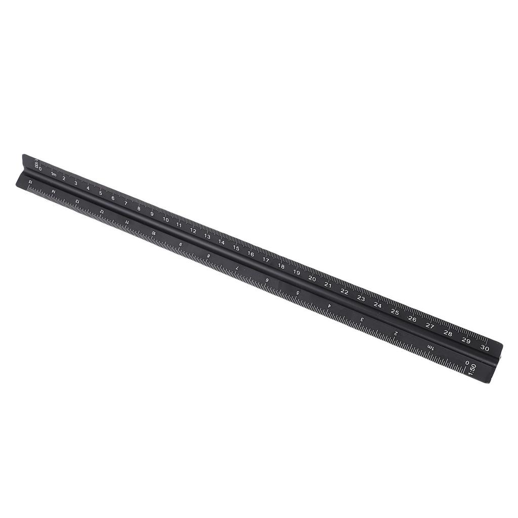 30cm Metric Triangular Engineer Scale Ruler Aluminum Architect Scale Ruler for Architects Students Draftsman Black