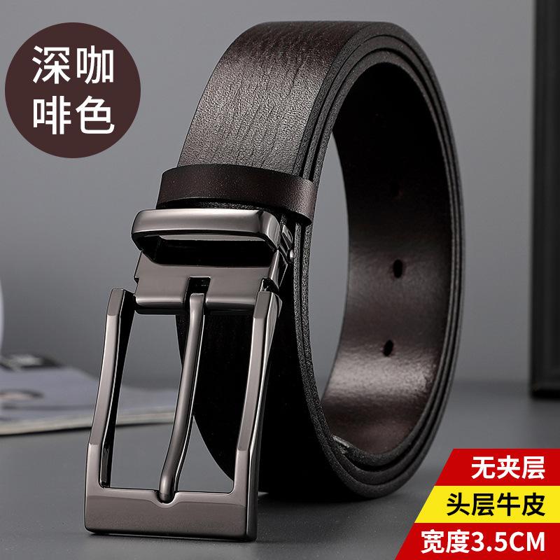 Belt Men'S Leather Pin Buckle First Layer Real Cowhide Men'S Outer Wear Formal Wear Business Youth Handmade Bare Edge Light Bottom Men'S Waist