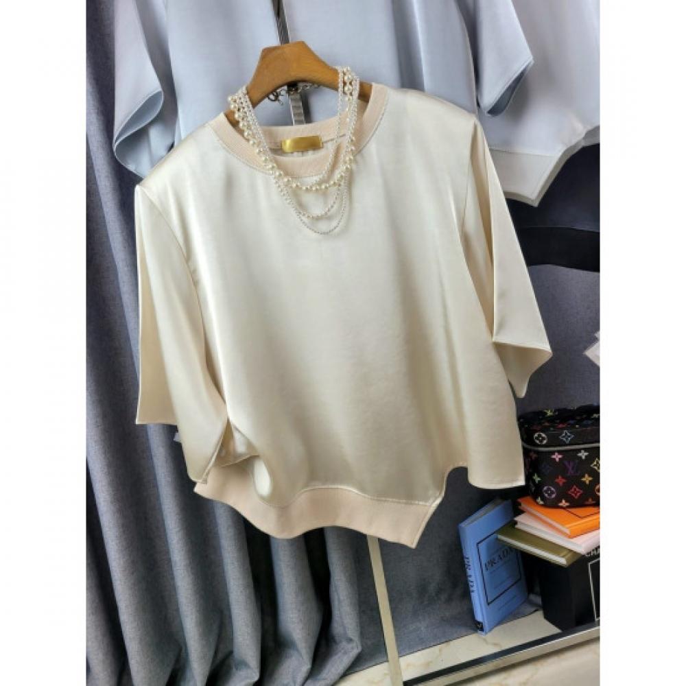 C S In The Room ShorT Sleeve T ShirT wiTh Shoulder padS aSymmeTriCal Hem 4Color