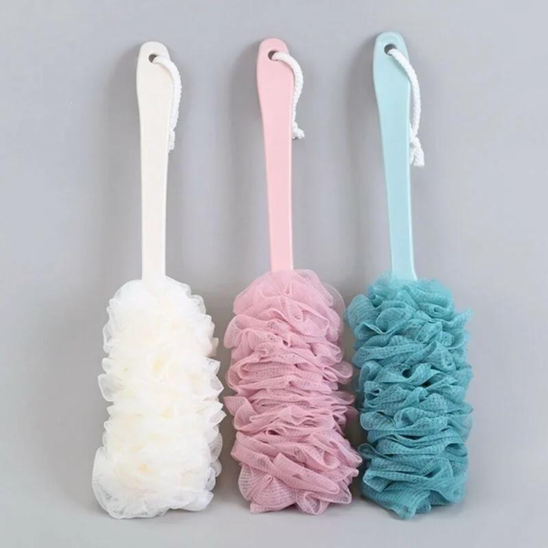 Bathroom Cleaning Tools Long Handle Bath Brush Back Bath Shower Scrubber Body Soft Mesh Scrub Puff Clean Bath Back Brush
