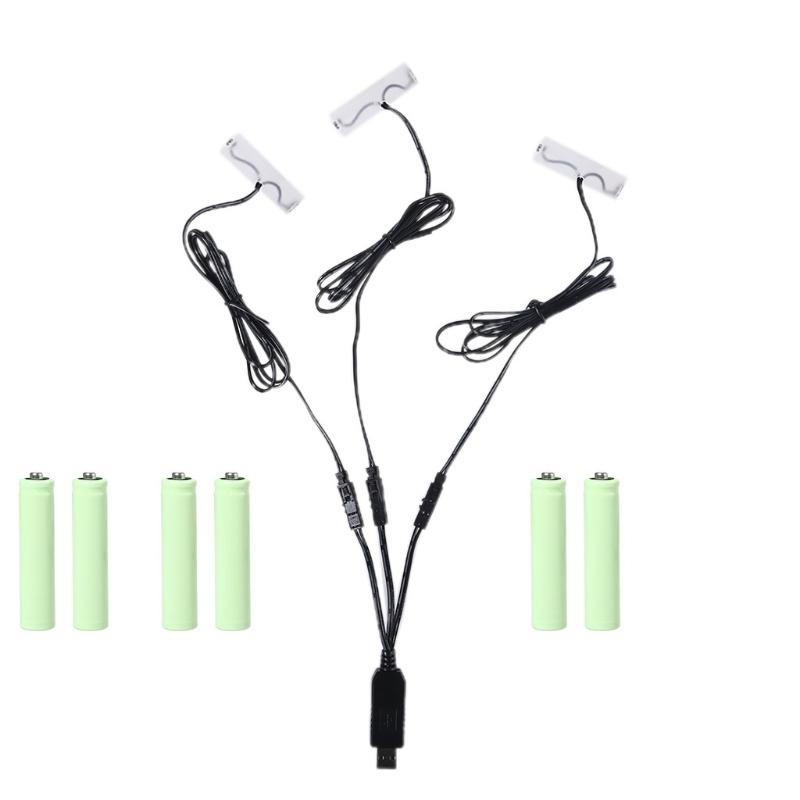 110cm 3in1 AA Battery Eliminator USB Powered for Toothbrush Toy Flashlight Clock Walkie Talkie Christmas Strip Light
