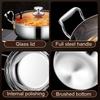 Durable Thickened Metal Soup Pot Stainless Steel with Transparent Glass Lid, Heat-Insulated Family Size Large Capacity Double Handles Stewing