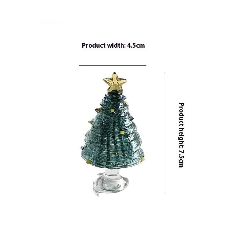 Handmade Mini Crystal Glass Christmas Tree Ornament Cute Mini Xmas Tree Collectible Figurines Holiday Table Decoration Gift