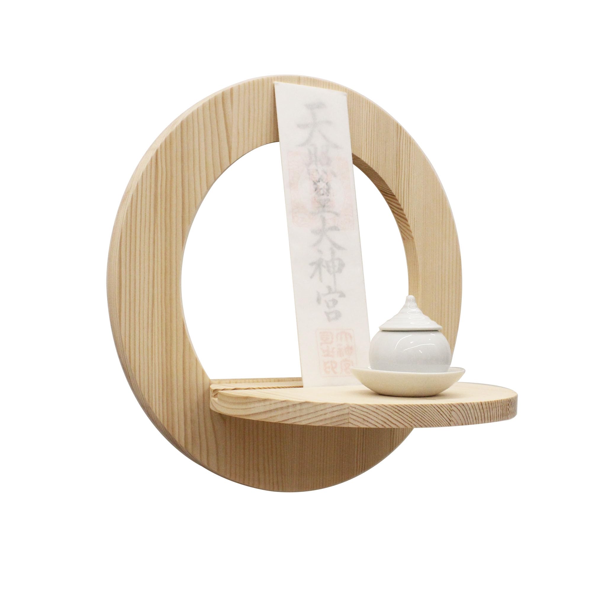 

Wall-mounted Shinto altar stand with cloud design, perfect for ancestral shrines, Shinto rituals, and other religious events. Convenient