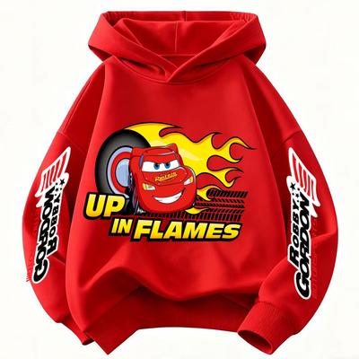 Cooles Auto Lightning McQueen Print Kinder Kapuzensweatshirt Junge Mädchen Herbst Winter Täglich Outdoor Urlaub Lässig Warm Sportbekleidung