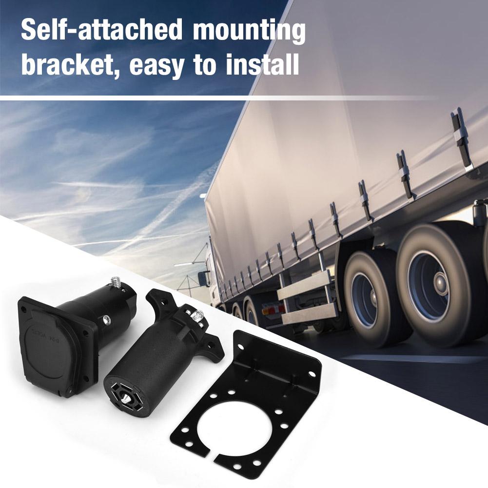 7 Pin Car Trailer Plug Socket Bracket Set Adapter Connector for Caravan Towbar Towing 12V