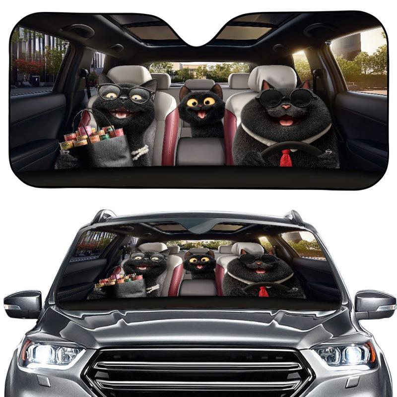 Multi-Pattern Cartoon Animal Car Sunshade: Hamster, Raccoon, Tiger Designs
