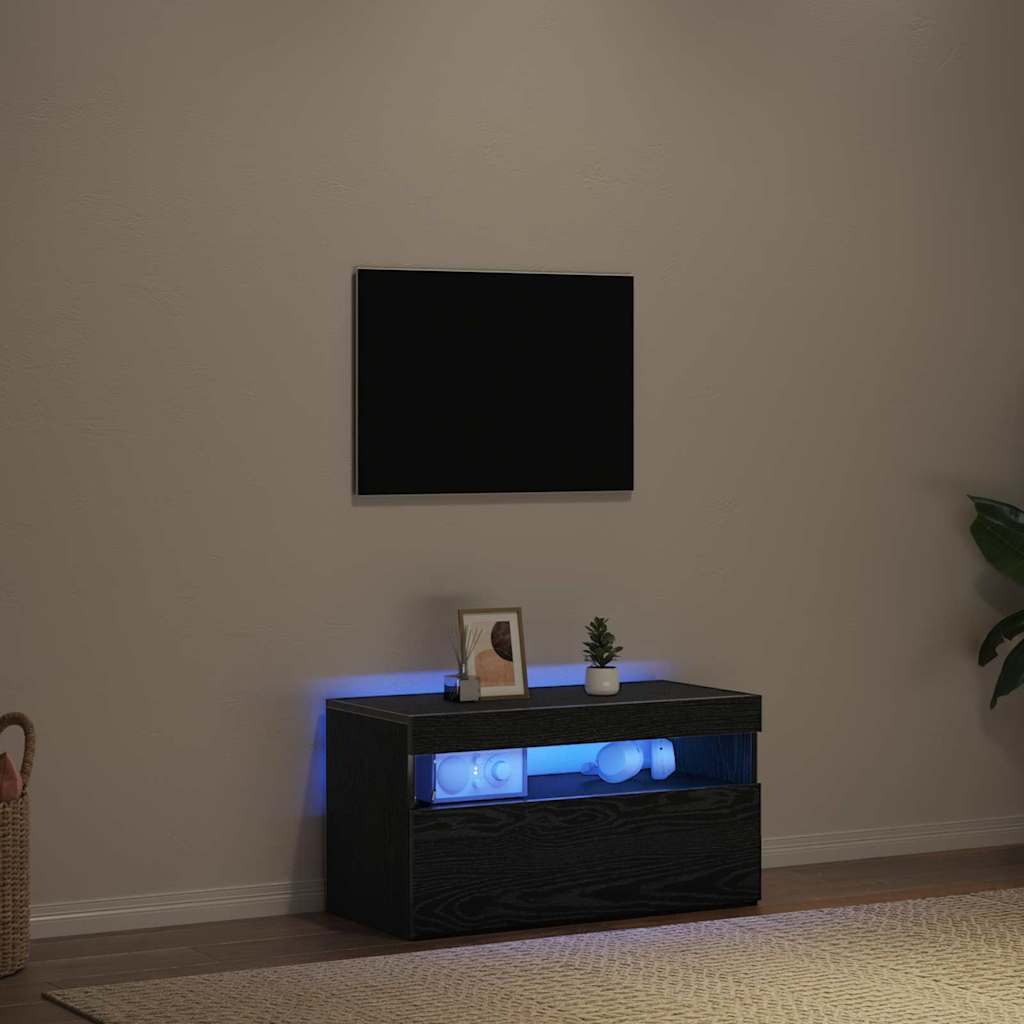 TV Cabinet Black Oak Effect 75 x 35 x 40 cm Engineered Wood