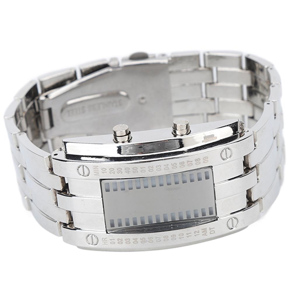 Men"s Watch Fashion Exquisite Waterproof Alloy Men"s LED Watch with Binary Time Mode Display(Men"s