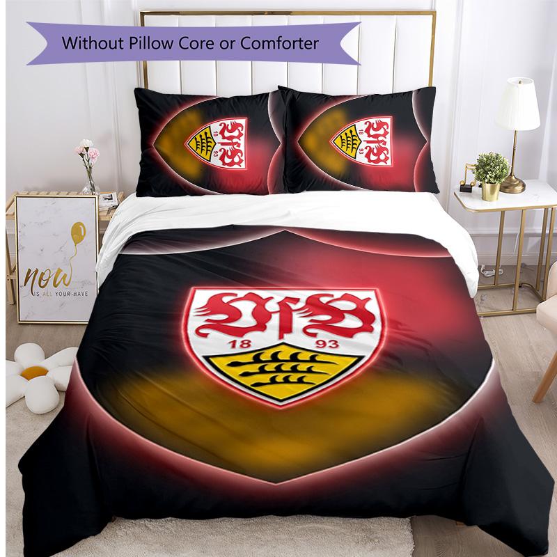 Set Lenzuola Stampato Calcio VfB Stuttgart 3 Pezzi, Comodo Set Copripiumino per Camera da Letto Amico della Pelle