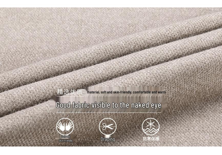 Men's Thick Plush High Neck Sweater - Pure Color Knit for Winter Warmth