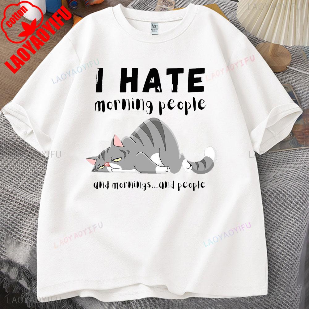 ZX Tee Vintage I Hate Mornings Premium T-Shirt Retro Cartoon T-Shirt Vintage 90s Tee Comfortable Personality for Outdoor Enthusiasts