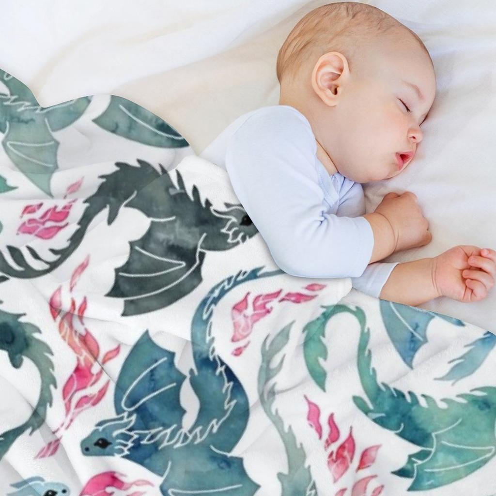 Dragon Fire Blue, Green & Grey Throw Blanket Weighted Multi-Purpose Vintage Bed Fashionable Blankets