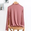 Children's White Modal Long Sleeve T-Shirt with Half-High Collar for Fall/Winter - Girls' Base Layer