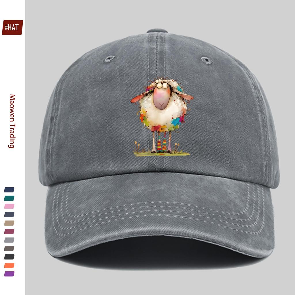 pc Cute Animal Series Printed Sun Hat Comfortable Lightweight Dreamy Style Sheep Print Trucker Hat Adjustable Strap Washable