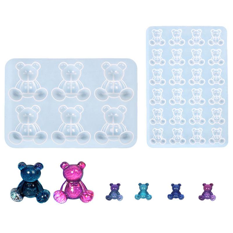 1PC Diy Crystal Epoxy Mold Bear Earrings Brooch Hairpin Violent Bear Silicone Mold