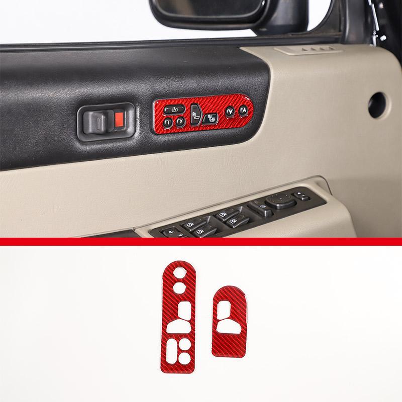 Red Soft Carbon Fiber Door Handle Steering Wheel Gear Shift Trim Cover Stickers Fit For Hummer H2 2003-2007 Interior Accessories